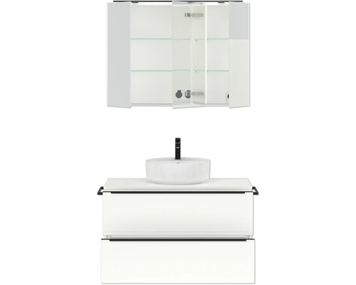 Waschtischkombination mit Waschbecken, Unterschrank und Spiegelschrank für das Badezimmer