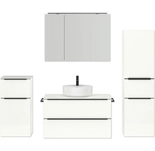 Badezimmermöbelset mit Waschbecken, Spiegelschrank und Hochschrank