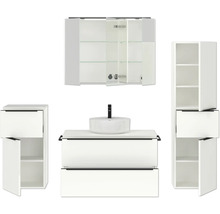 Badezimmermöbel-Set mit Waschbecken, Waschtisch, Spiegelschrank und Hochschrank