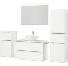 Badezimmer Set mit Waschtisch, Aufsatzwaschbecken, Spiegelschrank und Hochschrank