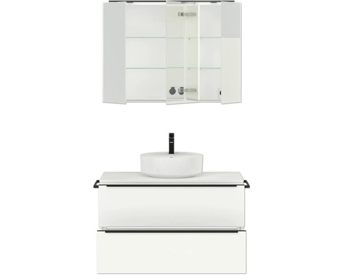 Badezimmer Waschtischkombination mit Spiegelschrank, Waschbecken und Unterschrank