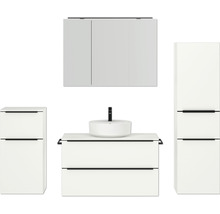 Badezimmermöbel-Set mit Waschtisch, Waschbecken, Spiegelschrank und Hochschrank