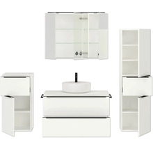 Badezimmer-Set mit Waschbecken, Unterschrank, Hochschrank und Spiegelschrank