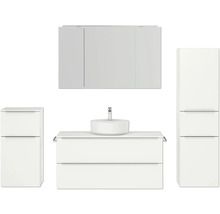 Badezimmer-Set mit Waschtisch, Waschbecken, Spiegelschrank und Hochschrank