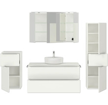 Badezimmer-Set mit Waschtisch, Spiegelschrank und Hochschränken