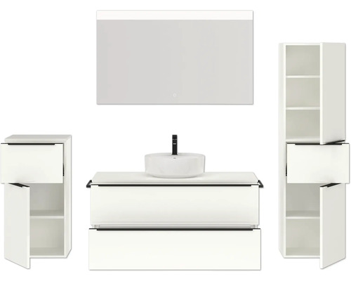Badezimmer-Set mit Waschtisch, Spiegel und Schränken