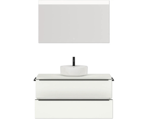 Waschtischkombination mit Aufsatzwaschbecken, Waschtischunterschrank und Spiegel für das Badezimmer