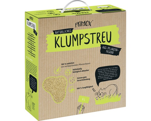 Katzenstreu PRIMOX aus Pflanzenfasern klumpend, ohne Duft 8 l Primox Natürliches Klumpstreu aus Pflanzenfasern im Karton