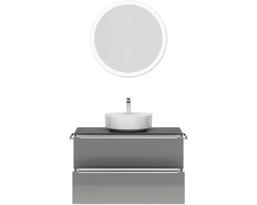 Badezimmer Waschtisch mit Aufsatzwaschbecken und LED Spiegel