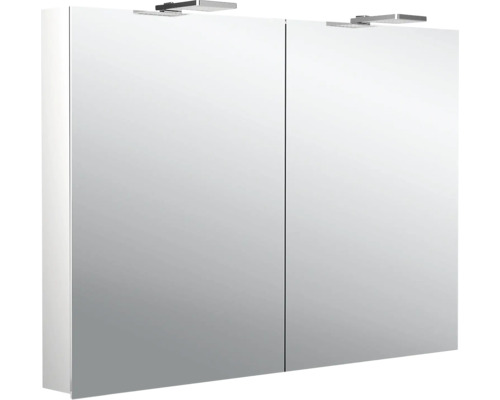 Spiegelschrank Emco Flat 2 100 x 11,3 x 72,1 cm alufarben 2-türig LED IP 20 Spiegelschrank mit zwei Türen und Beleuchtung
