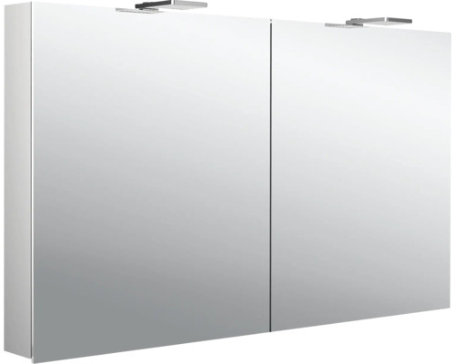 Spiegelschrank Emco Flat 2 120 x 11,3 x 72,1 cm alufarben 2-türig LED IP 20 Spiegelschrank mit zwei Türen und Beleuchtung