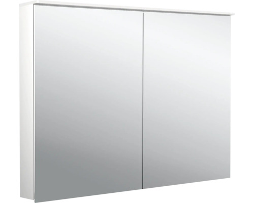 Spiegelschrank Emco Flat 2 100 x 11,3 x 71,1 cm alufarben 2-türig LED IP 20 Spiegelschrank mit zwei Türen für das Badezimmer