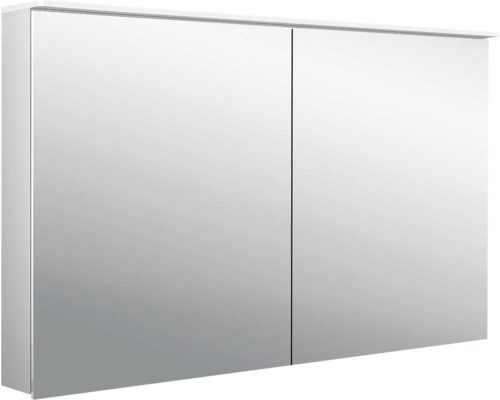 Spiegelschrank Emco Flat 2 120 x 11,3 x 71,1 cm alufarben 2-türig LED IP 20 Spiegelschrank mit zwei Türen für das Badezimmer