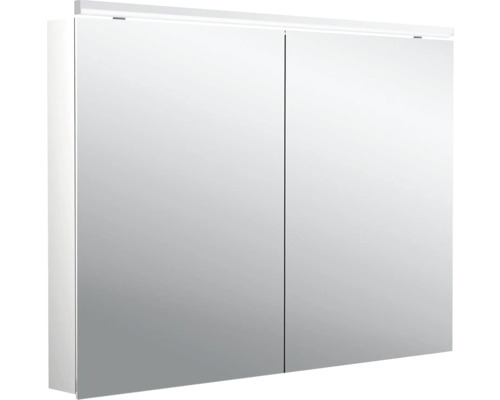 Spiegelschrank Emco Flat 2 100 x 11,3 x 72,9 cm alufarben 2-türig LED IP 20 Spiegelschrank mit Beleuchtung für das Badezimmer