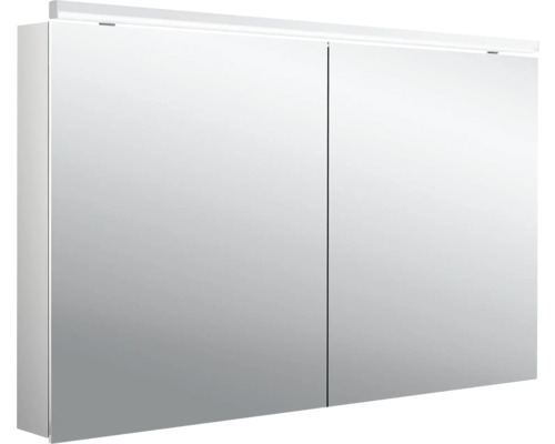 Spiegelschrank Emco Flat 2 120 x 11,3 x 72,9 cm alufarben 2-türig LED IP 20 Spiegelschrank mit zwei Türen und Beleuchtung