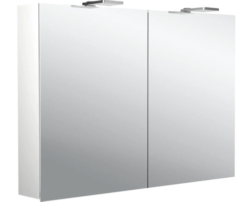 Spiegelschrank Emco Pure 2 100 x 15,3 x 72,1 cm alufarben 2-türig LED IP 20 Spiegelschrank mit zwei Türen und Beleuchtung