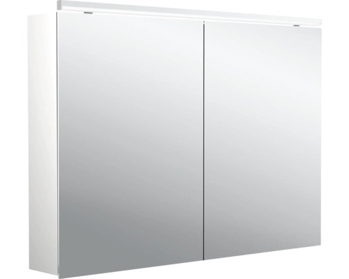 Spiegelschrank Emco Pure 2 100 x 15,3 x 72,9 cm alufarben 2-türig LED IP 20 Spiegelschrank mit Beleuchtung für das Badezimmer