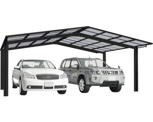 Doppelcarport Ximax Linea Typ 60 M-Ausführung Aluminium eloxiert 545,6 x 495,4 cm schwarz