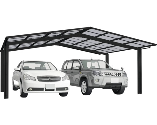 Doppelcarport Ximax Linea Typ 80 M-Ausführung Aluminium eloxiert 545,6 x 495,4 cm schwarz