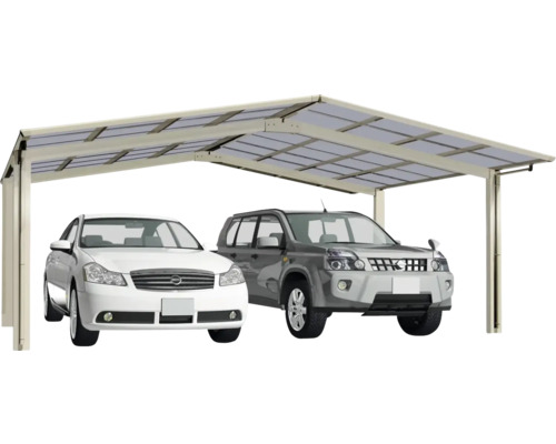 Doppelcarport Ximax Linea Typ 80 M-Ausführung Aluminium eloxiert 545,6 x 495,4 cm Edelstahl-Look