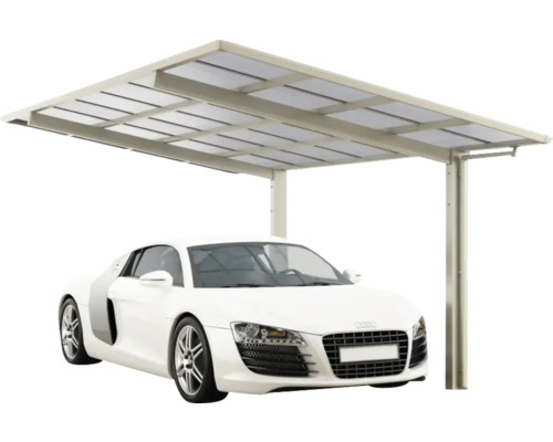 Einzelcarport Ximax Linea Typ 60 Aluminium eloxiert Sonderlänge 272,6 x 555,8 cm Edelstahl-Look