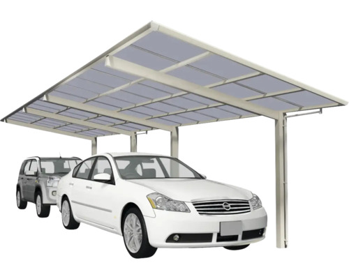 Doppelcarport Ximax Linea Typ 60 Tandem Aluminium eloxiert 272,6 x 982,6 cm Edelstahl-Look