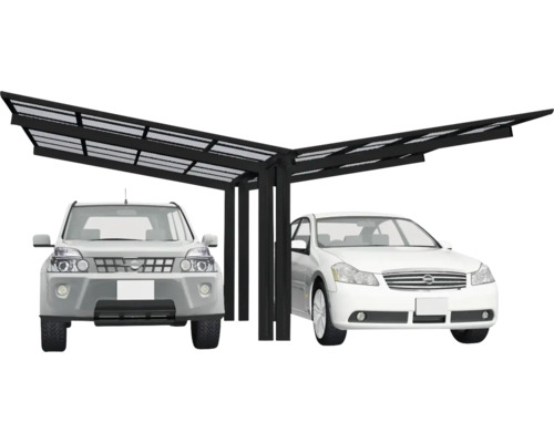 Doppelcarport Ximax Linea Typ 60 Y-Ausführung Aluminium eloxiert 547,6 x 495,4 cm schwarz