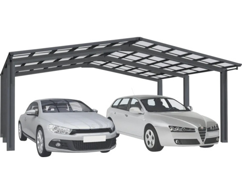 Doppelcarport Ximax Linea Typ 110 M-Ausführung Aluminium eloxiert 545,6 x 495,4 cm schwarz