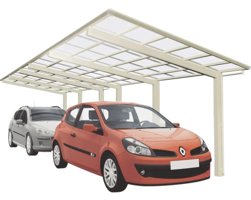 Doppelcarport Ximax Linea Typ 110 Tandem Aluminium eloxiert 272,6 x 982,6 cm Edelstahl-Look