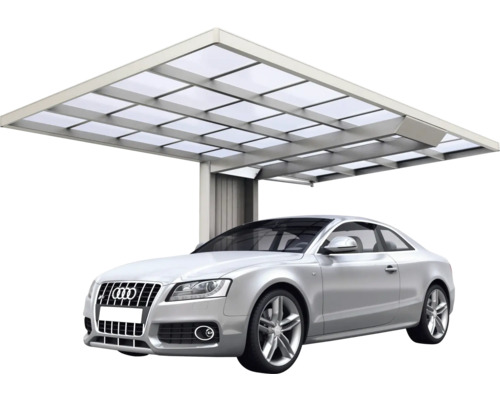 Einzelcarport Ximax Neo Typ 90 Aluminium eloxiert 307,8x555,2 cm Edelstahl-Look