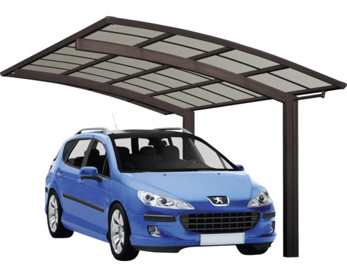 Auto unter Carport mit Stahlkonstruktion