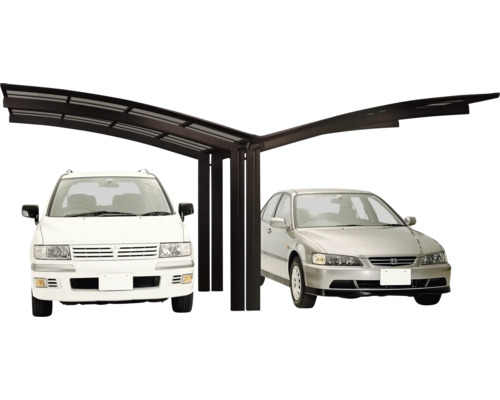 Doppelcarport mit zwei parkenden Autos