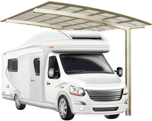 Einzelcarport Ximax Portoforte Caravan Typ 60 Aluminium eloxiert 270,4 x 495,4 cm Edelstahl-Look