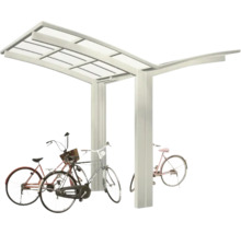 Doppelcarport Ximax Portoforte Mini Typ 60 Y-Ausführung Aluminium eloxiert 404 x 253,8 cm Edelstahl-Look