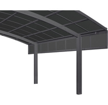 Modernes Carport mit dunklem Dach und stabilen Säulen