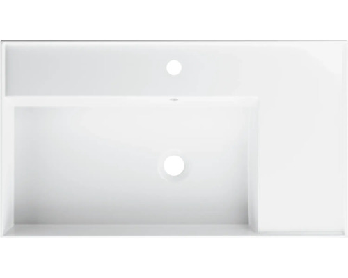 Waschtisch aus Keramik mit Hahnloch und Überlauf