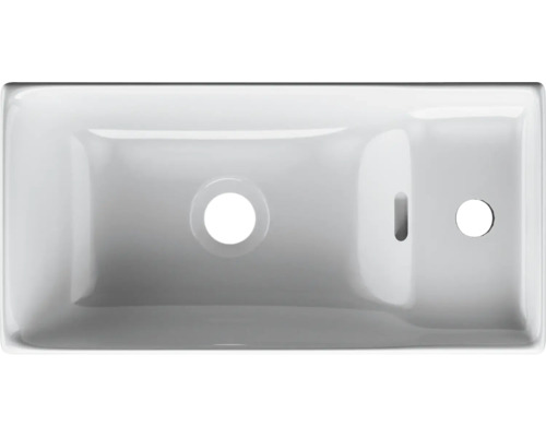 Waschbecken aus Sanitärkeramik mit Hahnloch und Überlauf