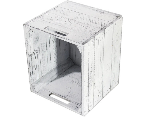 Weiß lackierte Holzkiste mit Griffen