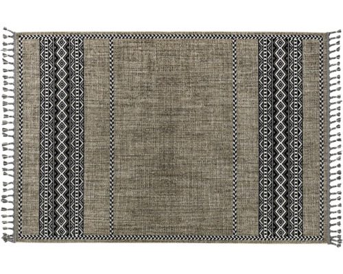 Teppich Ravenna Bordüre beige schwarz 80x150 cm