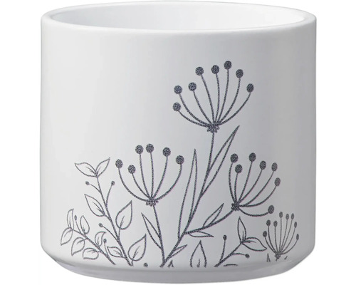 Übertopf Soendgen Las Vegas Greenery Blumen Keramik Ø 8 cm H 7 cm weiß schwarz Blumentopf aus Keramik mit Blumendekor