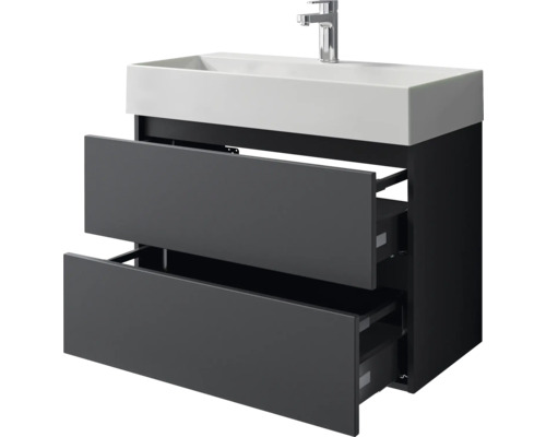 Waschtischunterschrank mit zwei Schubladen und Aufsatzwaschbecken