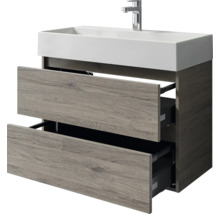Badmöbel-Set Pelipal Torino BxHxT 81 x 66,7 x 40 cm Frontfarbe eiche sanremo Badmöbelset 2-teilig mit Waschtisch Keramik weiß