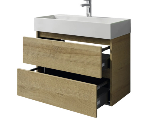Waschtischunterschrank mit zwei Schubladen und Aufsatzwaschbecken