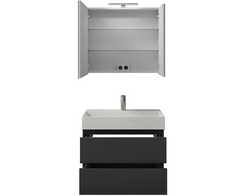 Badezimmer-Set mit Spiegelschrank, Waschbecken und Unterschrank