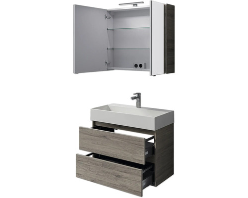 Waschbeckenunterschrank und Spiegelschrank Kombination im Badezimmer