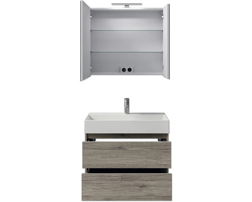 Badezimmermöbelset mit Spiegelschrank, Waschbecken und Unterschrank
