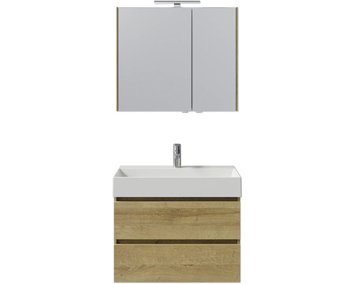 Badezimmer-Set mit Waschtischunterschrank, Waschbecken und Spiegelschrank