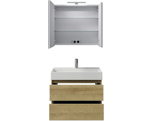 Badezimmermöbel-Set mit Waschbecken, Unterschrank und Spiegelschrank