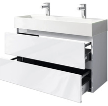Waschtischunterschrank mit zwei Schubladen und Aufsatzwaschbecken