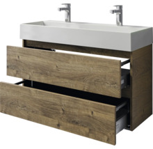 Badmöbel-Set Pelipal Torino BxHxT 101 x 66,7 x 40 cm Frontfarbe eiche ribbeck Badmöbelset 2-teilig mit Waschtisch Keramik weiß